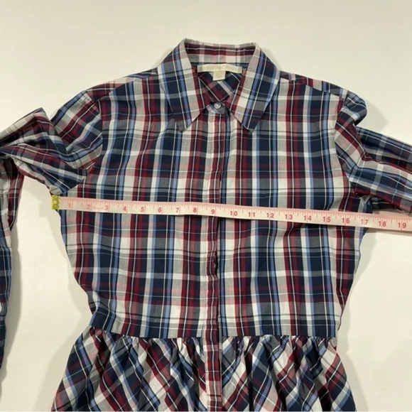 Boston Proper Womens Peplum Plaid Shirt Button Front Size 2 - Picture 6 of 6